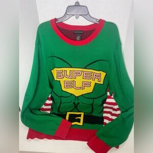 Men's Super Elf Ugly Christmas Sweater Alex Stevens XXL men’s green red